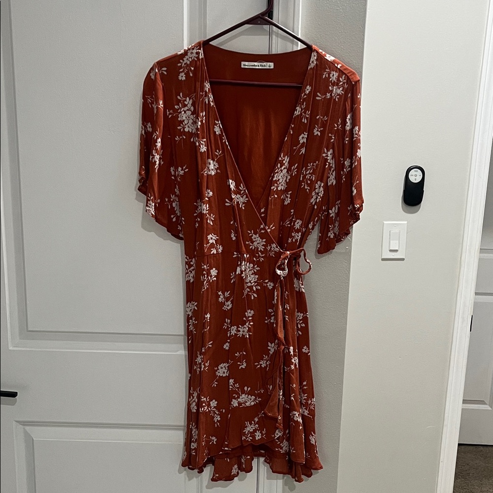 Abercrombie & Fitch Rust Floral Wrap Mini Dress